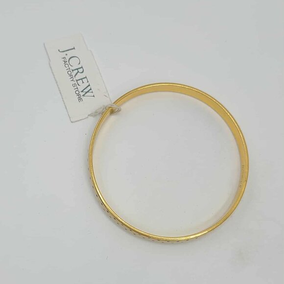 J Crew Factory Off White Polka Dot Gold Tone Thin Enamel Bangle NWT!  NEW! - Picture 1 of 8